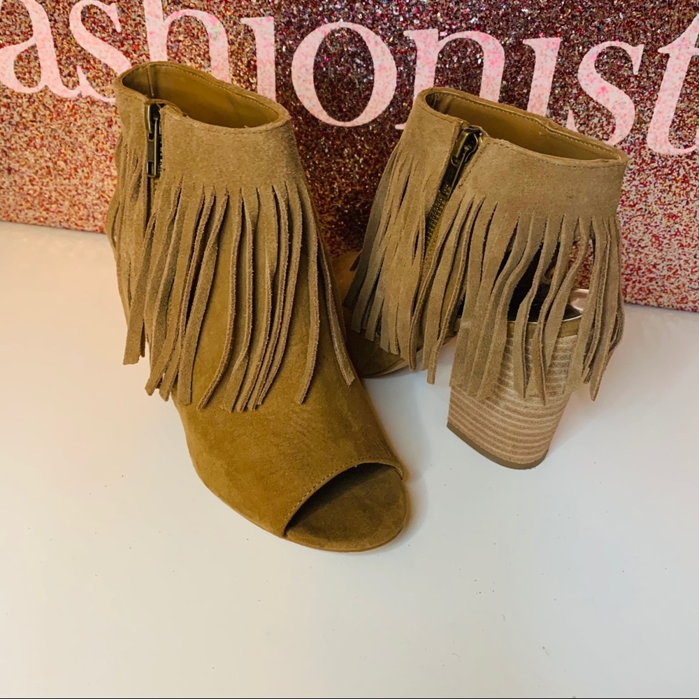 Boho open toe/back boots/heels